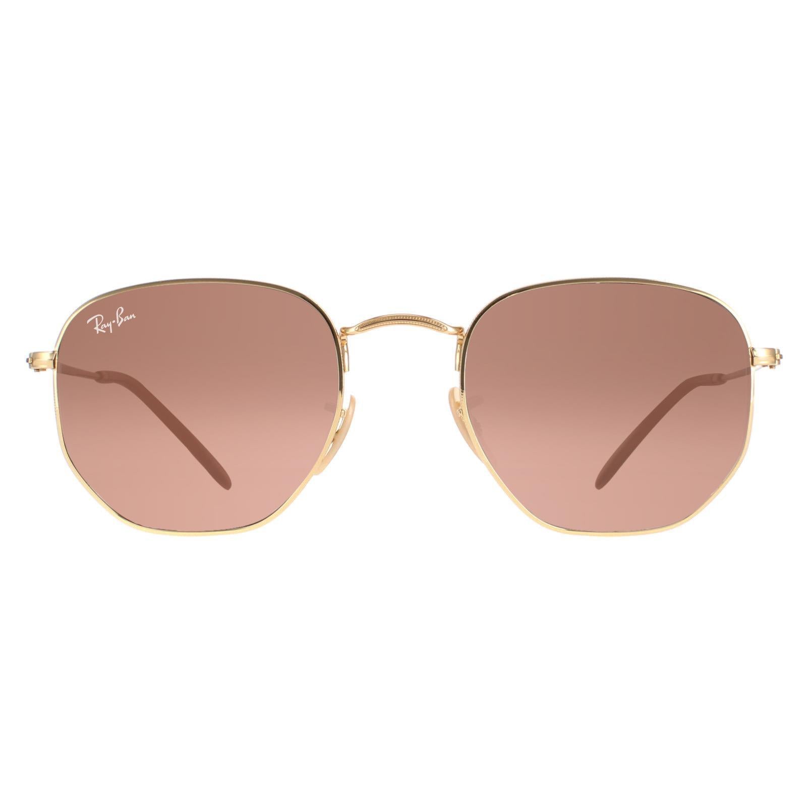 Ray-Ban Hexagonal RB3548N Unisex Gold Sunglasses