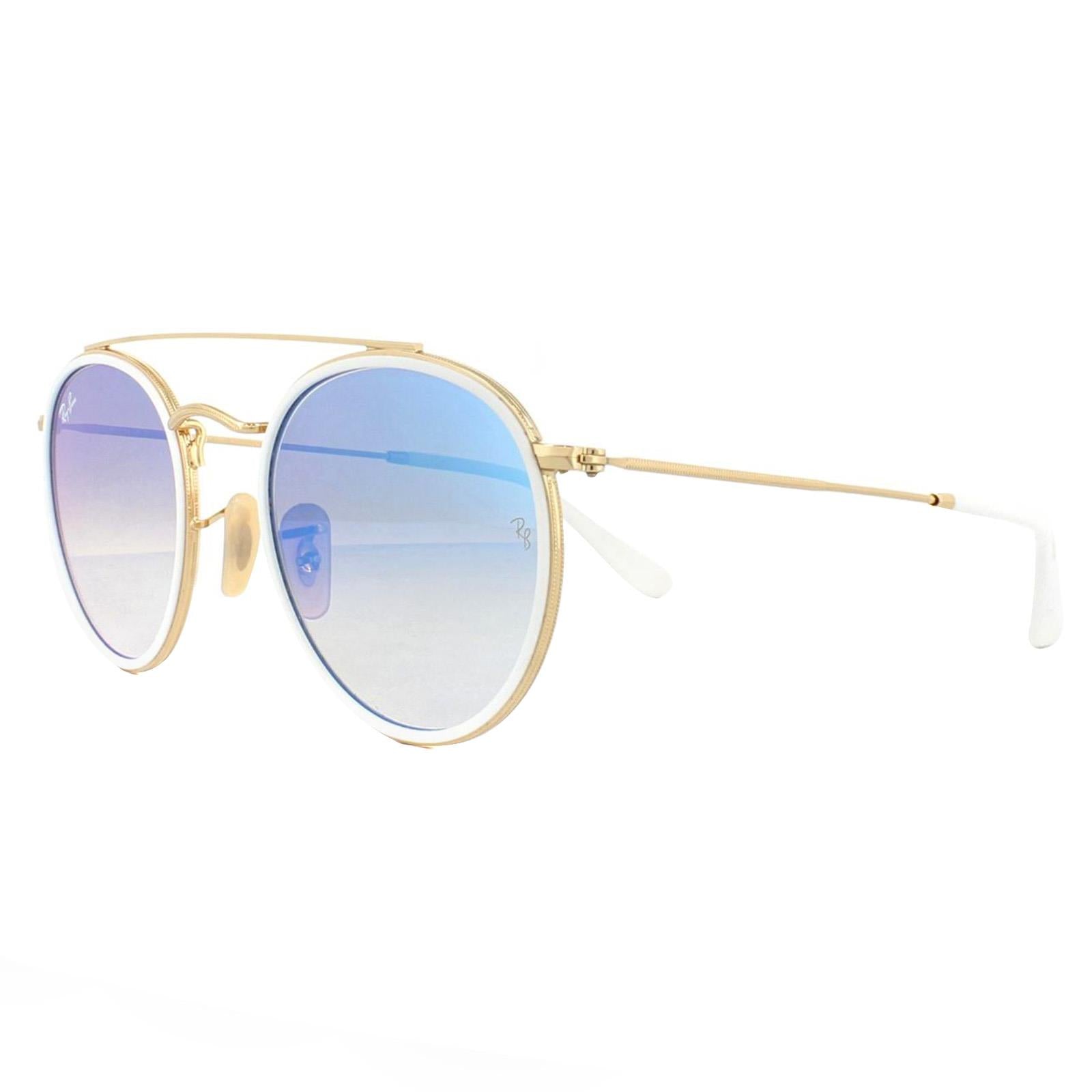 Ray-Ban Round Double Bridge 3647N Unisex Gold Sunglasses