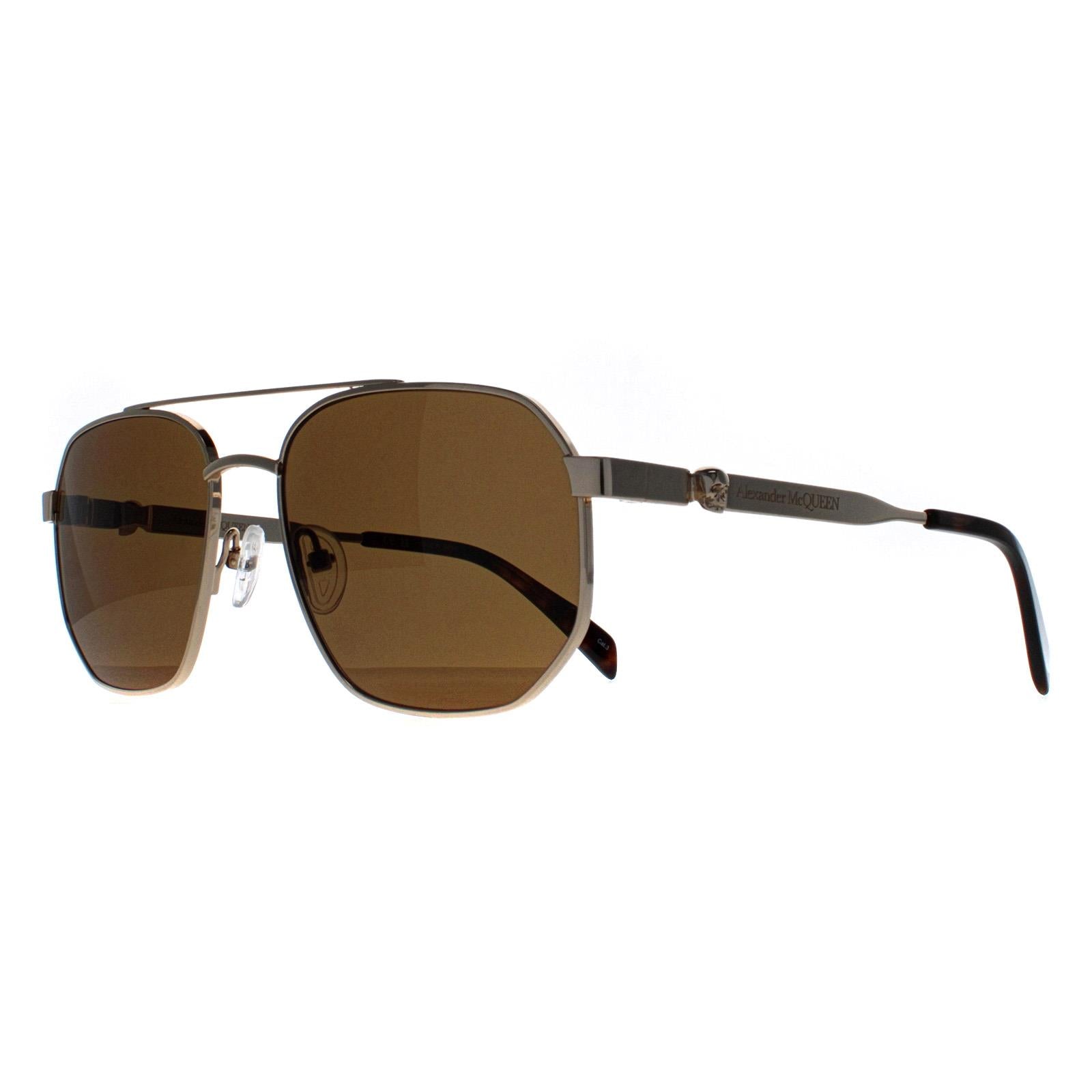 Alexander McQueen AM0458S Unisex Gold Sunglasses