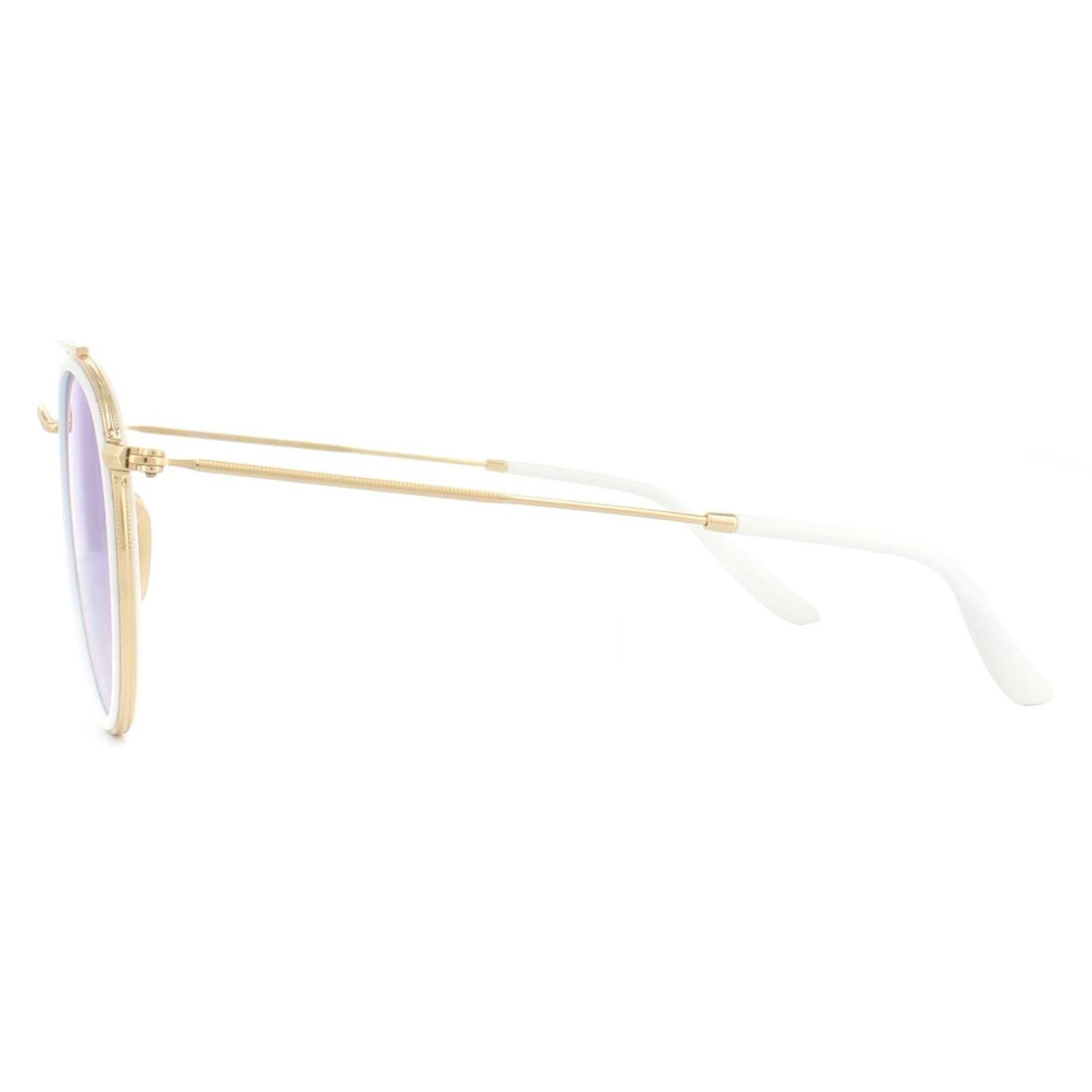 Ray-Ban Round Double Bridge 3647N Unisex Gold Sunglasses