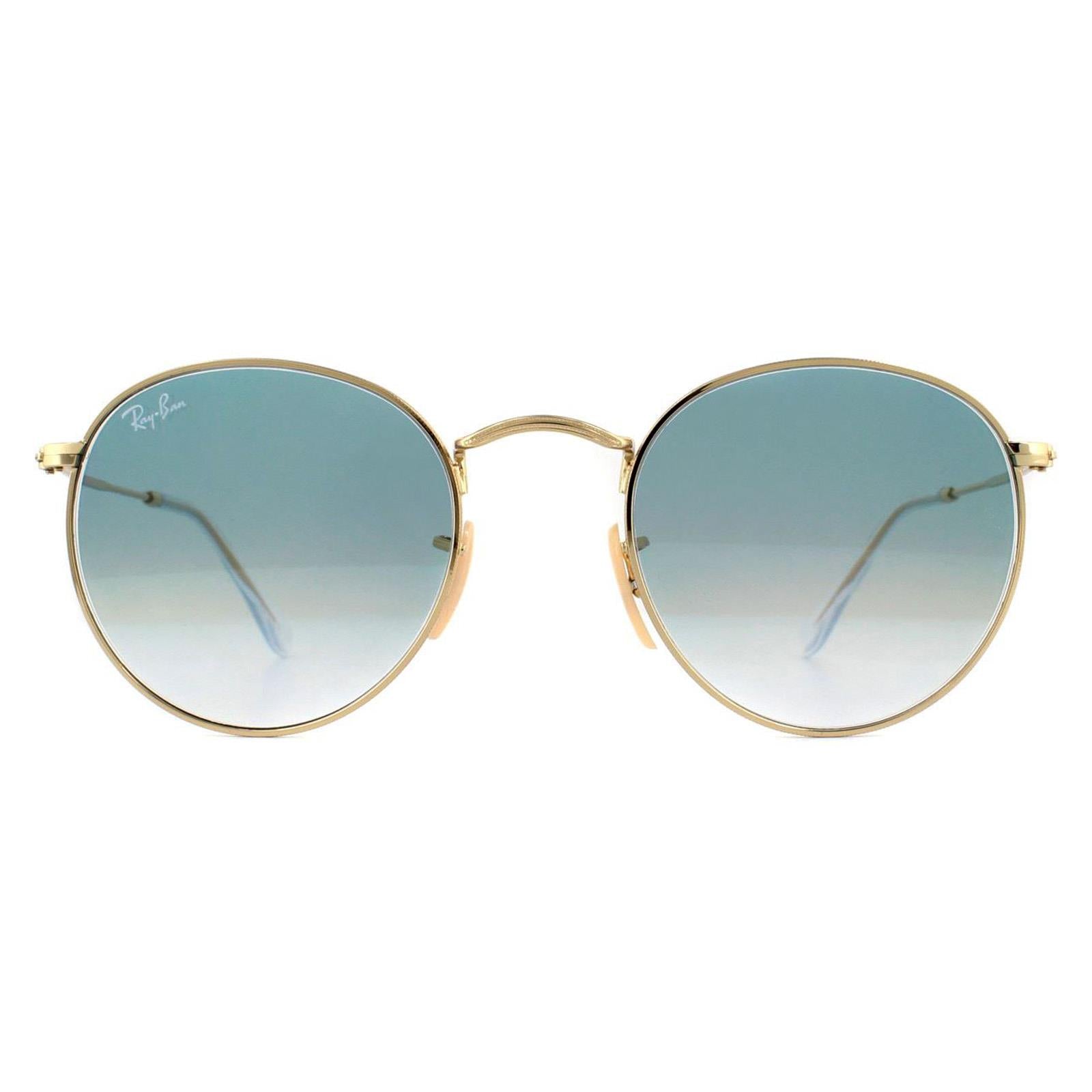 Ray-Ban Round Flat Lenses 3447N Unisex Gold Sunglasses