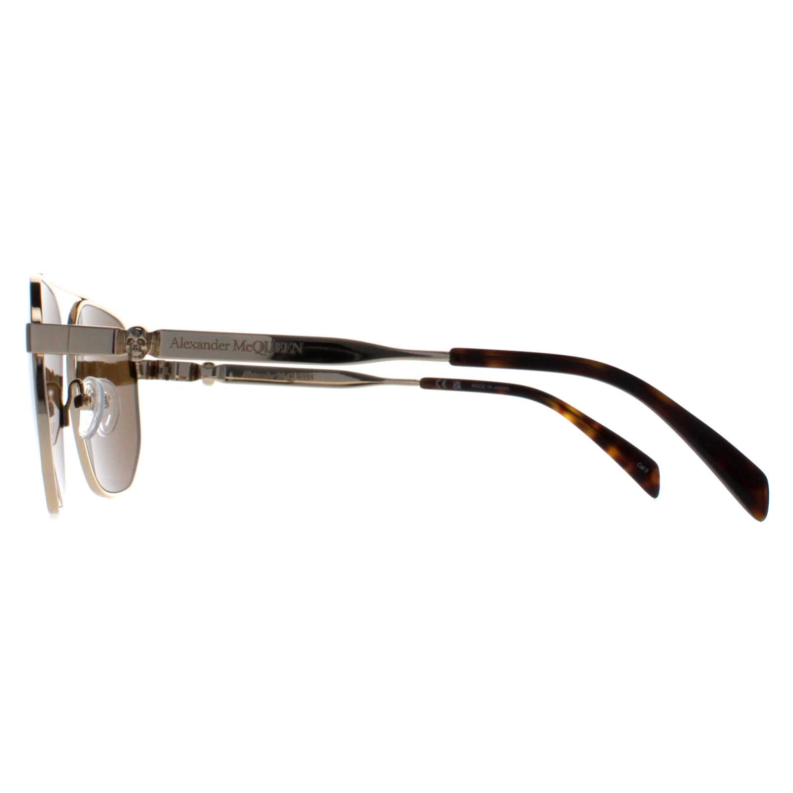 Alexander McQueen AM0458S Unisex Gold Sunglasses